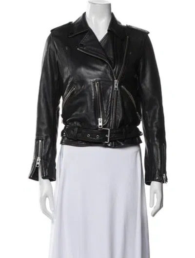 Pre-owned Allsaints Leather Biker Jacket In Black
