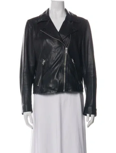 Pre-owned Allsaints Leather Biker Jacket In Black