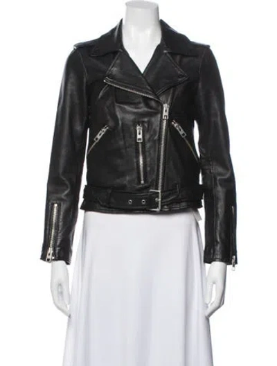 Pre-owned Allsaints Leather Biker Jacket In Black