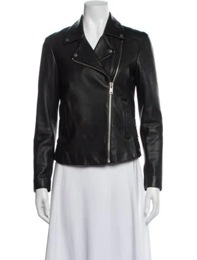 Pre-owned Allsaints Leather Biker Jacket In Black