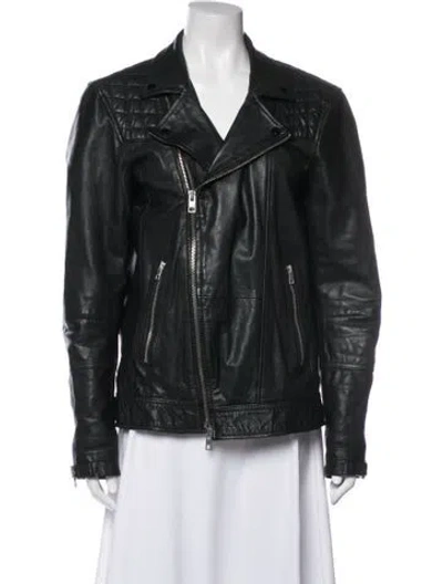 Pre-owned Allsaints Leather Biker Jacket In Black