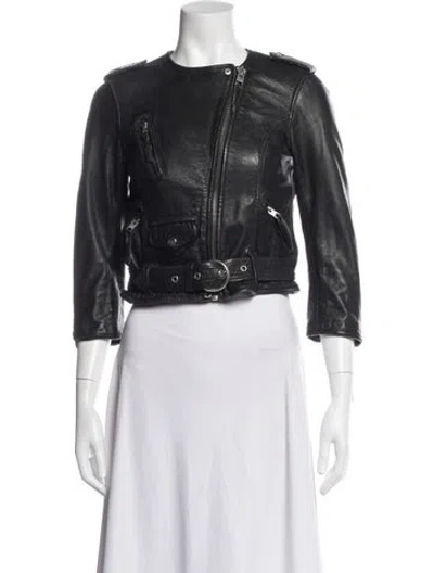 Pre-owned Allsaints Leather Biker Jacket In Black