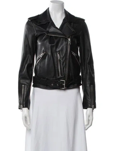 Pre-owned Allsaints Leather Biker Jacket In Black