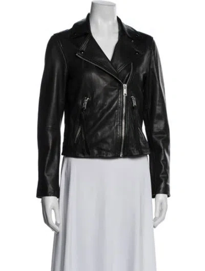 Pre-owned Allsaints Leather Biker Jacket In Black