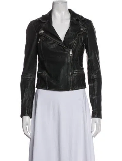 Pre-owned Allsaints Leather Biker Jacket In Black
