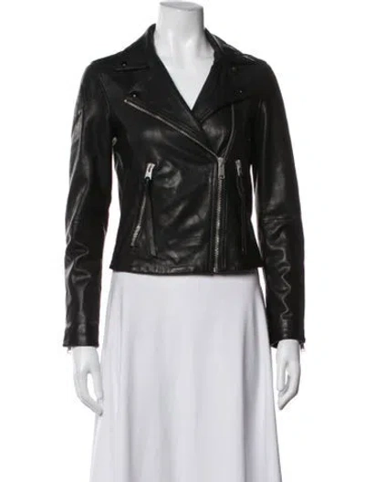 Pre-owned Allsaints Leather Biker Jacket In Black