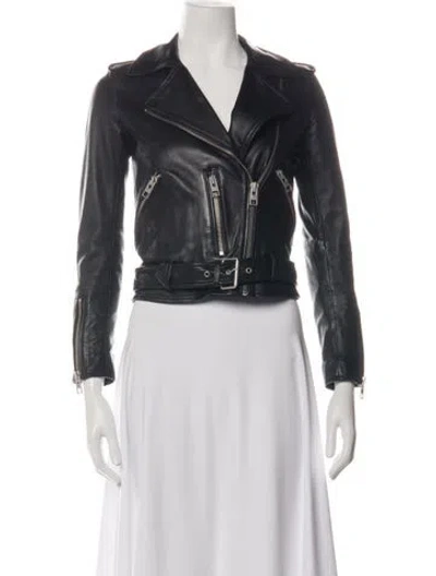 Pre-owned Allsaints Leather Biker Jacket In Black