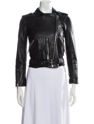 Pre-owned Allsaints Leather Biker Jacket In Black