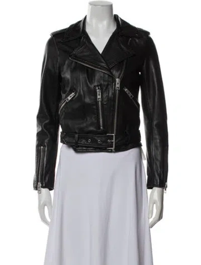Pre-owned Allsaints Leather Biker Jacket In Black