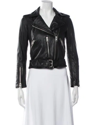 Pre-owned Allsaints Leather Biker Jacket In Black
