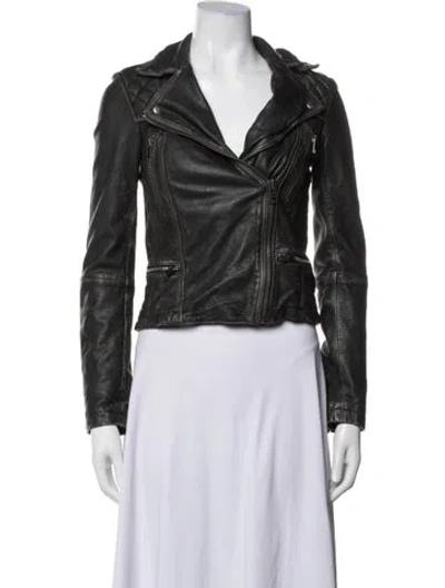 Pre-owned Allsaints Leather Biker Jacket In Black