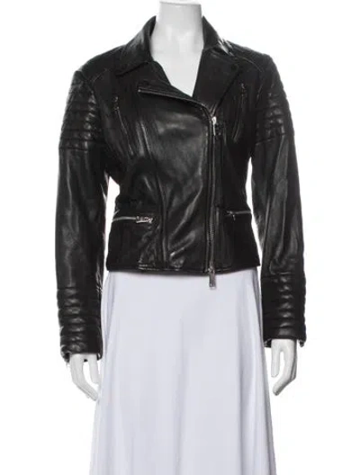 Pre-owned Allsaints Leather Biker Jacket In Black