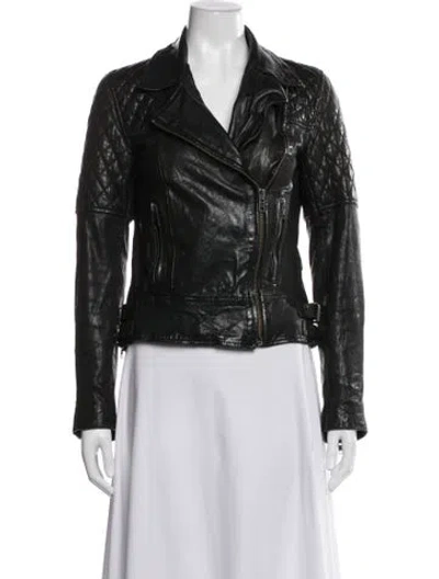 Pre-owned Allsaints Leather Biker Jacket In Black