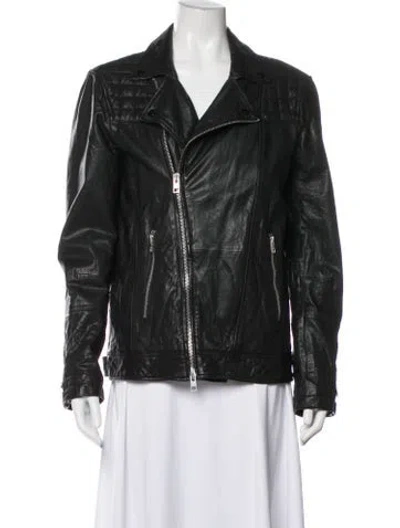 Pre-owned Allsaints Leather Biker Jacket In Black