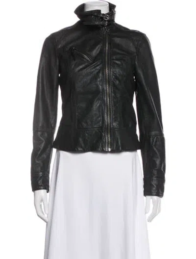 Pre-owned Allsaints Leather Biker Jacket In Black