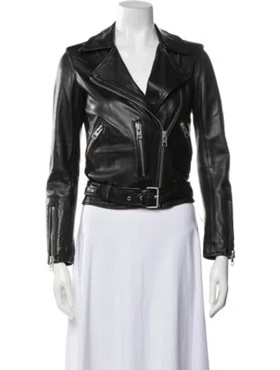 Pre-owned Allsaints Leather Biker Jacket In Black