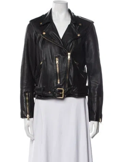 Pre-owned Allsaints Leather Biker Jacket In Black