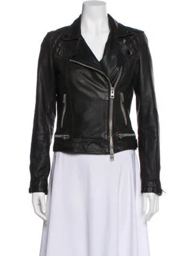 Pre-owned Allsaints Leather Biker Jacket In Black