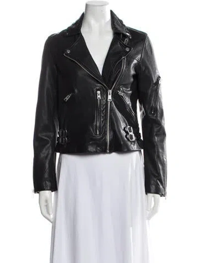 Pre-owned Allsaints Leather Biker Jacket In Black