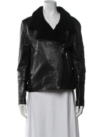Pre-owned Allsaints Leather Biker Jacket In Black