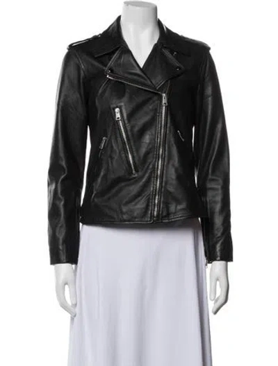Pre-owned Allsaints Leather Biker Jacket In Black
