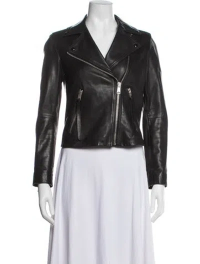 Pre-owned Allsaints Leather Biker Jacket In Black