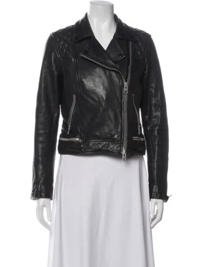 Pre-owned Allsaints Leather Biker Jacket In Black