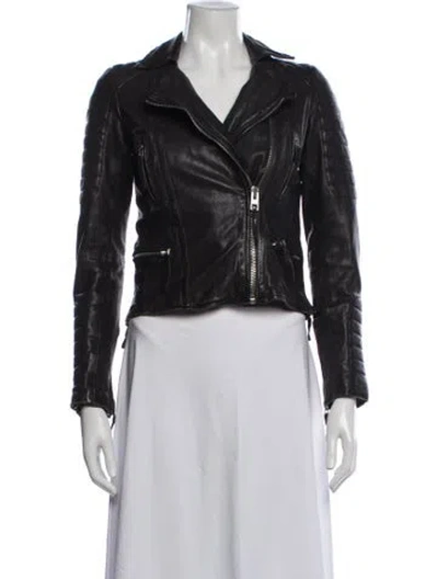 Pre-owned Allsaints Leather Biker Jacket In Black