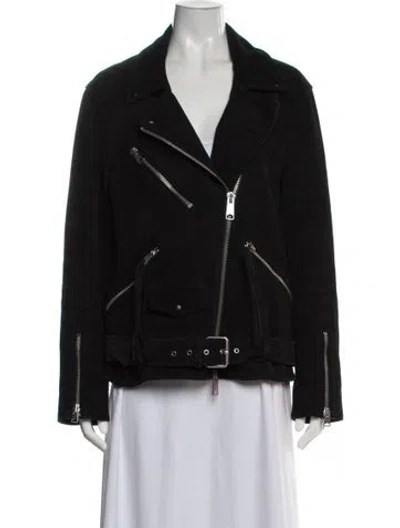 Pre-owned Allsaints Leather Biker Jacket In Black