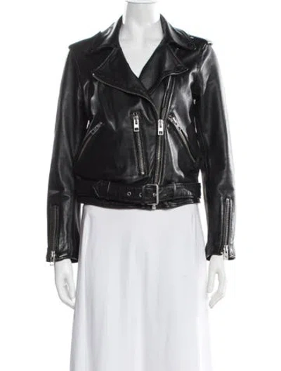 Pre-owned Allsaints Leather Biker Jacket In Black