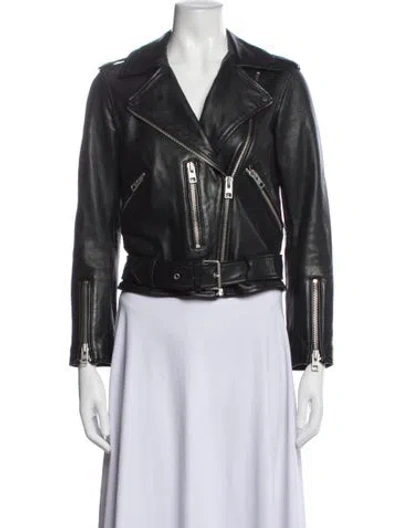Pre-owned Allsaints Leather Biker Jacket In Black