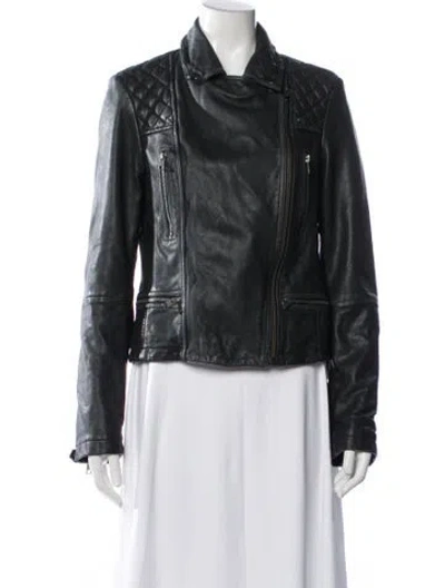 Pre-owned Allsaints Leather Biker Jacket In Black