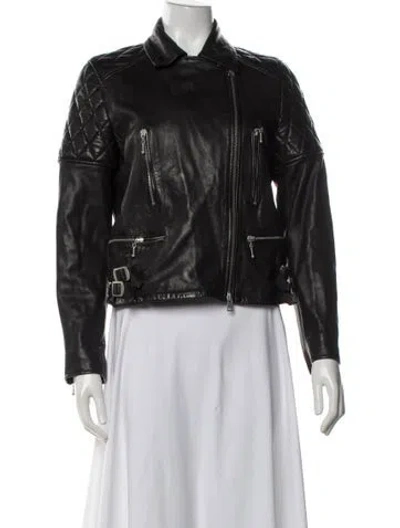 Pre-owned Allsaints Leather Biker Jacket In Black