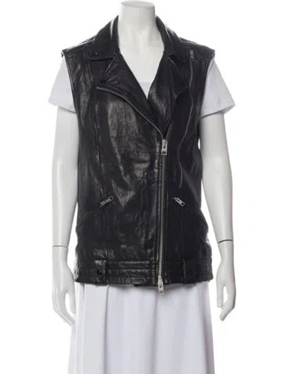 Pre-owned Allsaints Leather Biker Jacket In Black