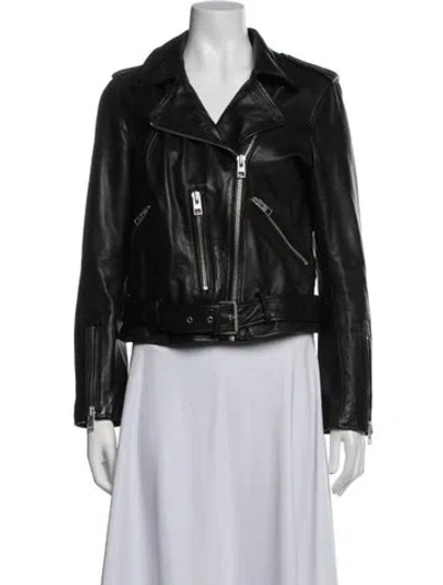 Pre-owned Allsaints Leather Biker Jacket In Black