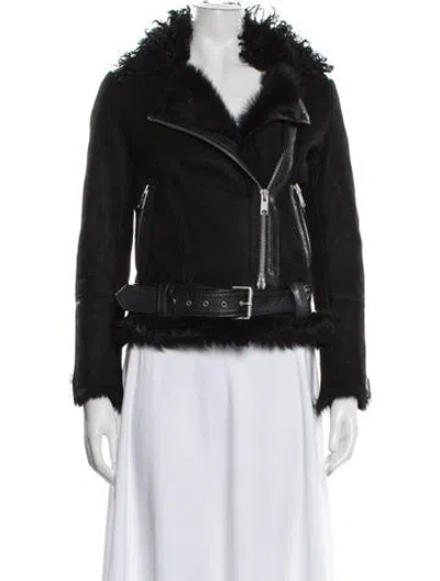 Pre-owned Allsaints Leather Biker Jacket In Black
