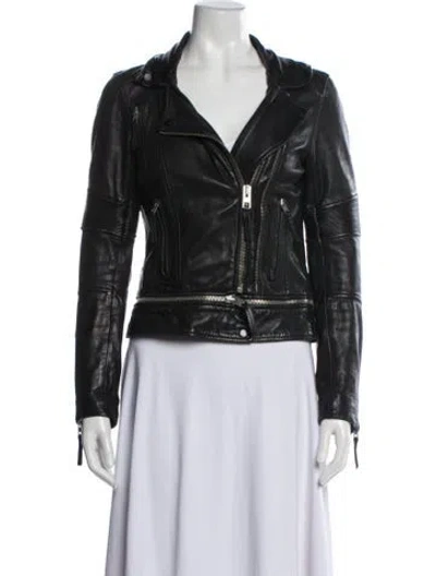 Pre-owned Allsaints Leather Biker Jacket In Black