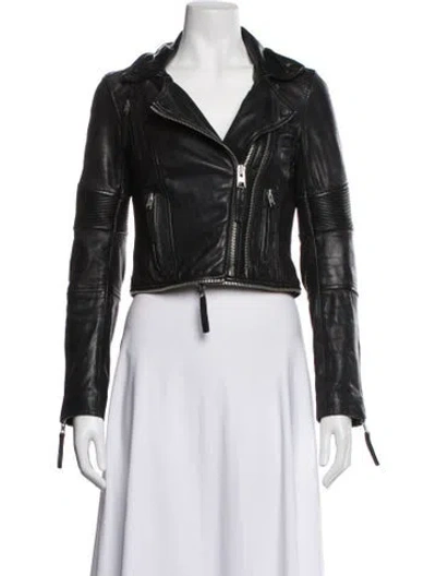 Pre-owned Allsaints Leather Biker Jacket In Black