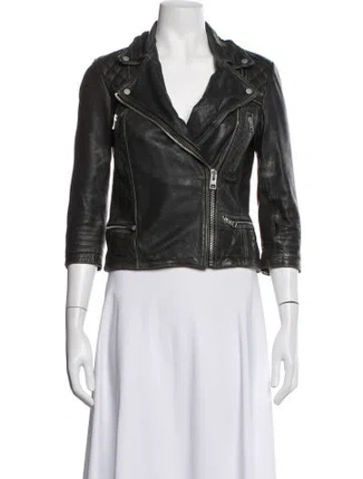 Pre-owned Allsaints Leather Biker Jacket In Black