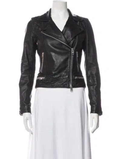 Pre-owned Allsaints Leather Biker Jacket In Black
