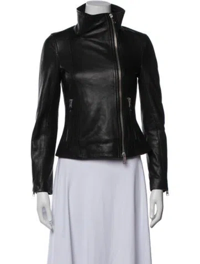Pre-owned Allsaints Leather Biker Jacket In Black