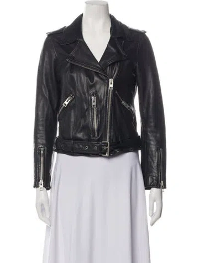 Pre-owned Allsaints Leather Biker Jacket In Black