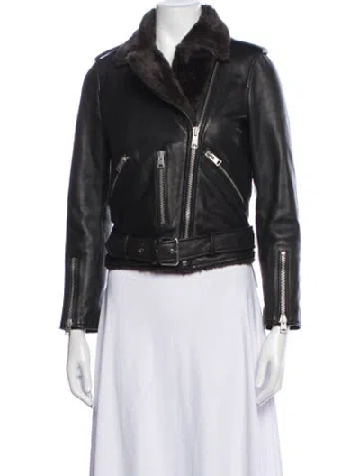 Pre-owned Allsaints Leather Biker Jacket In Black