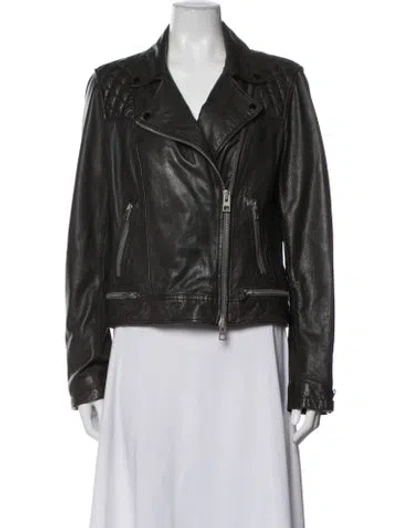 Pre-owned Allsaints Leather Biker Jacket In Black