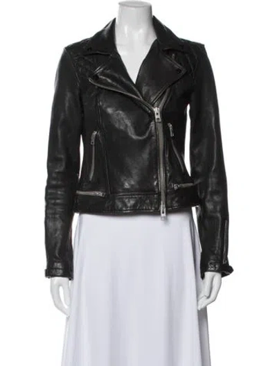 Pre-owned Allsaints Leather Biker Jacket In Black