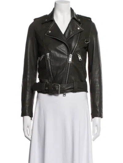 Pre-owned Allsaints Leather Biker Jacket In Black
