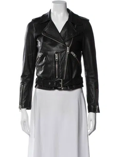 Pre-owned Allsaints Leather Biker Jacket In Black