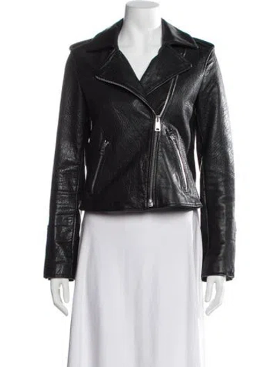 Pre-owned Allsaints Leather Biker Jacket In Black