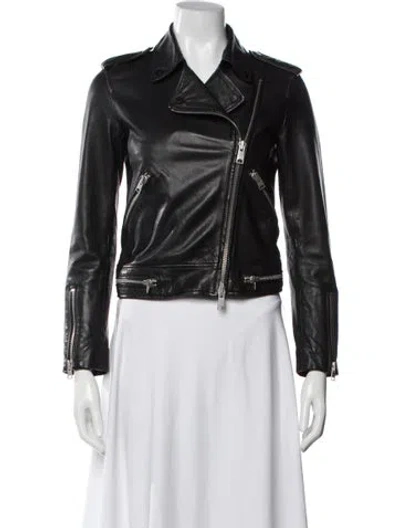 Pre-owned Allsaints Leather Biker Jacket In Black