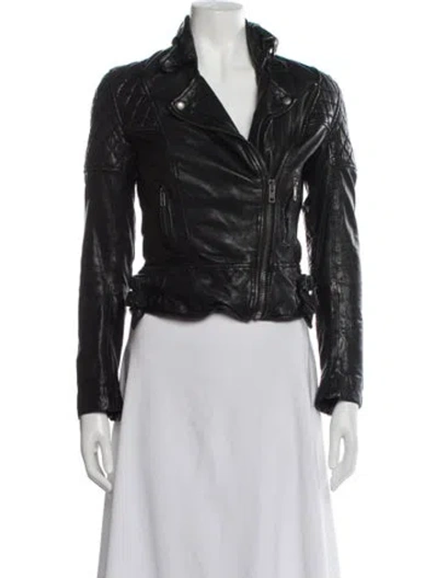 Pre-owned Allsaints Leather Biker Jacket In Black